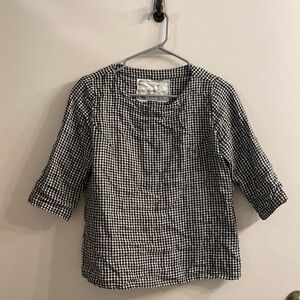 notPERFECTLINEN Davos top customized sleeves in heavy gingham